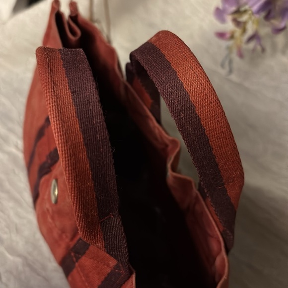 HERMES Fourre tout canvas red navy tote authentic - Picture 4 of 16